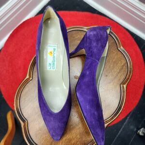 90s Liz Claiborne Purple Suede Pumps NOS - 9.5N - Narrow
